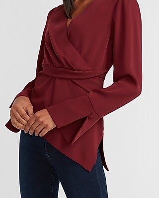 Image of Asymmetrical Twist Front Top Red Women's XXS