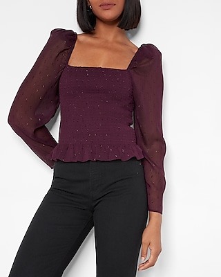 Metallic Smocked Bodice Top