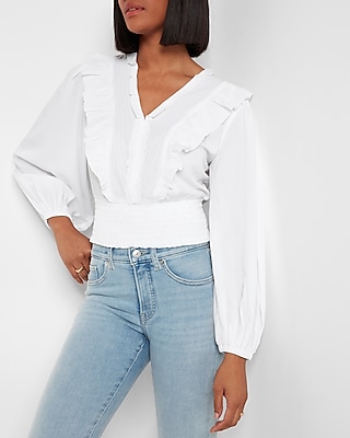 V-Neck Ruffle Front Top