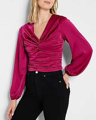 Twist Front Tie Back Top Pink Women's XXS