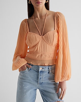 Pleated Long Sleeve Top