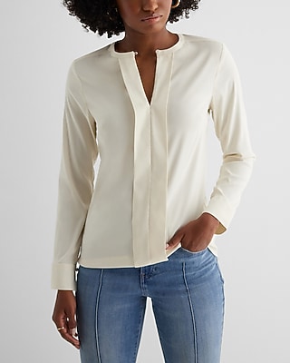 Satin Fold Over Front Portofino Shirt