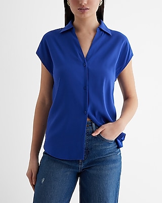 Short Sleeve Button Up Shirt Women's XL
