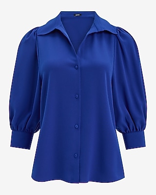 Crepe Puff Elbow Sleeve Shirt