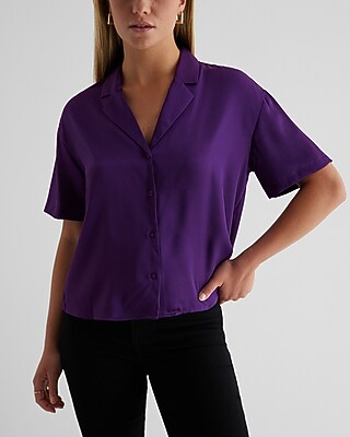 Short Sleeve Button Up Boxy Shirt