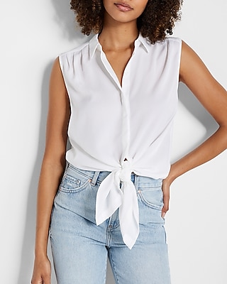 Sleeveless Pleated Shoulder Tunic Shirt