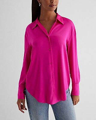 Satin Boyfriend Portofino Shirt Pink Women's XS