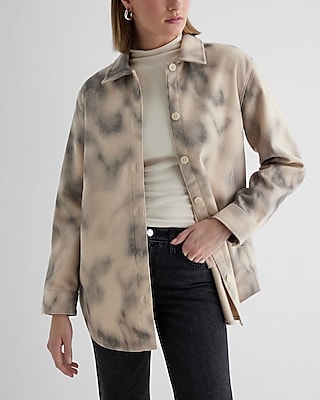 Printed Brushed Twill Shacket