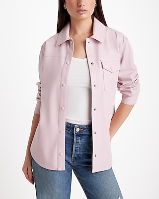 Faux Leather Shacket Pink Women's