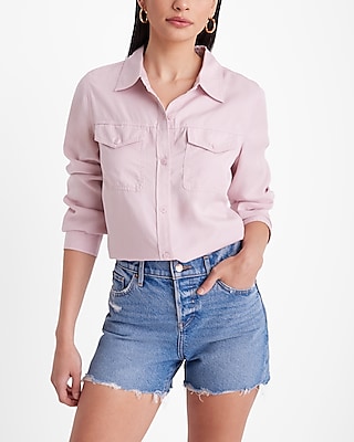 Relaxed Front Pocket Portofino Shirt Pink Women's XS