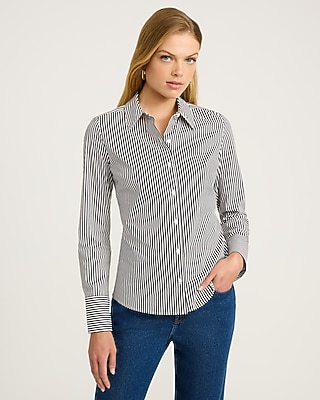 Stretch Cotton Poplin Striped Essential Shirt