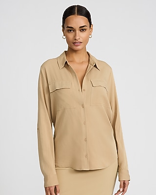 Twill Double Flap Pocket Rolled Sleeve Utility Portofino Shirt