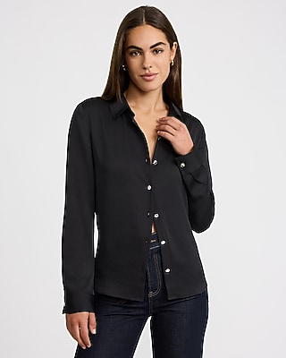 Satin Novelty Button Front Portofino Shirt