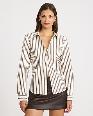 Stretch Cotton Poplin Striped Portofino Shirt