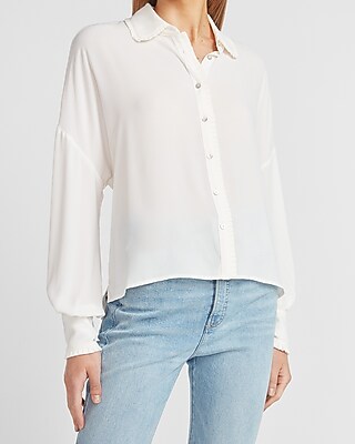 Image of Balloon Sleeve Button Front Shirt Women's Ivory