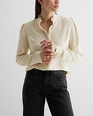 Relaxed Ruffle Neck Portofino Shirt