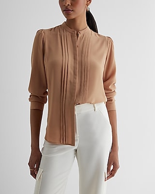 Relaxed Pleated Portofino Shirt Brown Women's L