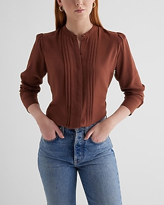 Relaxed Pleated Portofino Shirt Brown Women's M