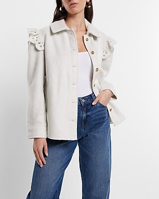 Boucle Eyelet Ruffle Shacket