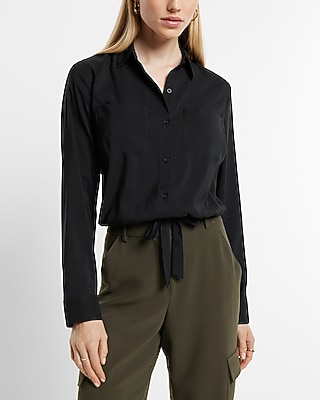 Relaxed Cinched Tie Bottom Portofino Shirt
