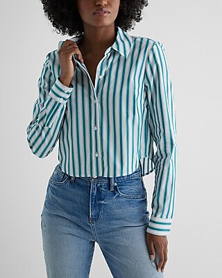 Striped Cropped Boyfriend Portofino Shirt