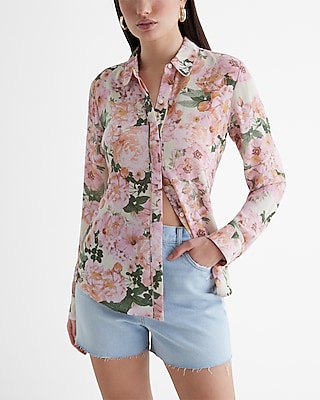 Relaxed Floral Portofino Shirt Multi-Color Women's S