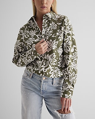 Poplin Floral Boyfriend Portofino Shirt