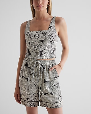 Floral Square Neck Crop Top