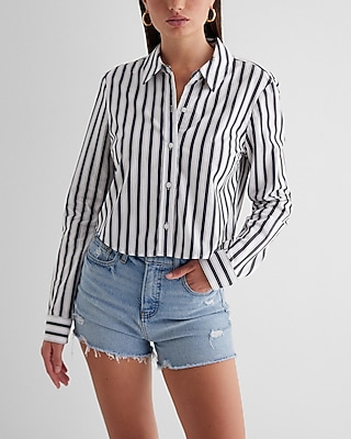Striped Cropped Portofino Shirt
