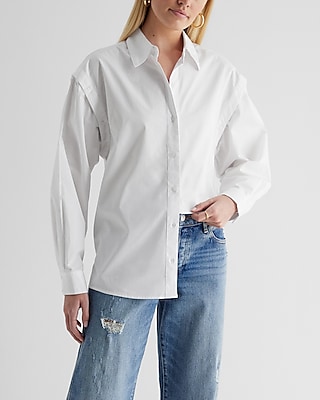 Poplin Detachable Sleeve Button Up Shirt