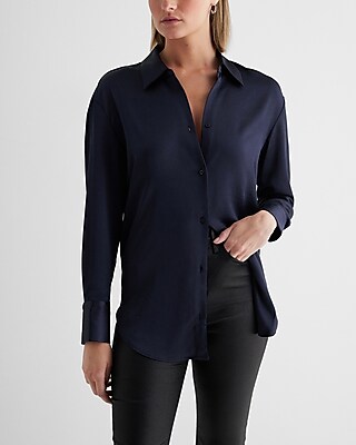 Satin Boyfriend Portofino Shirt Blue Women's S