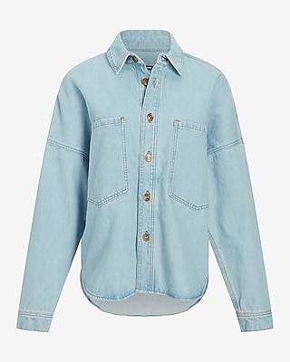 Denim Drop Shoulder Front Pocket Shacket