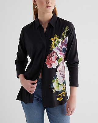 Satin Floral Tunic Portofino Shirt