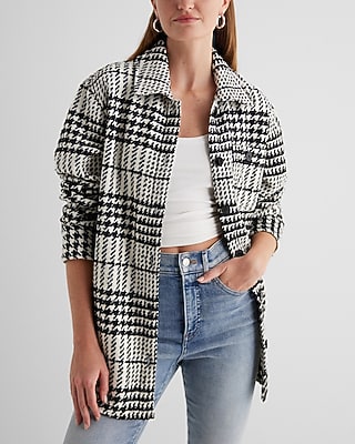 Tweed Houndstooth Oversized Shacket