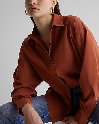 Poplin Boyfriend Portofino Shirt Brown Women's M