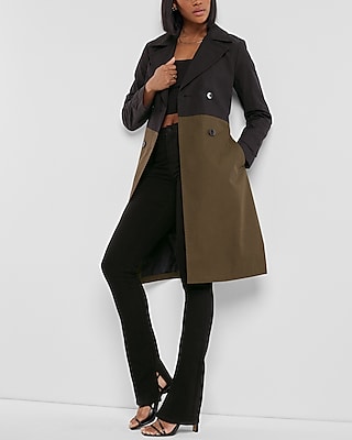 Express Color Block Nylon Belted Trench Coat