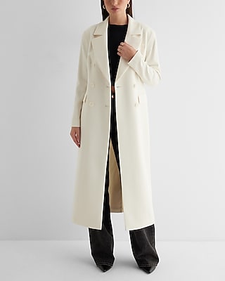 Maxi Buttoned Trench Coat White Women's XL