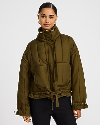 Quilted Drawstring Hem Jacket