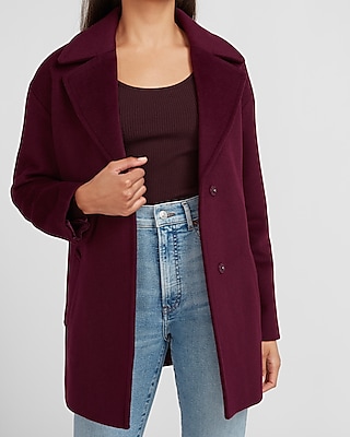 Wool-Blend Cocoon Coat Purple Women's L