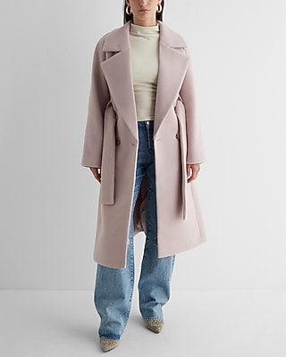 Faux Wool Double Breasted Signature Wrap Coat Red Women's S