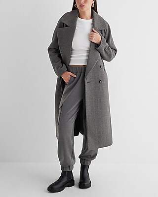 Faux Wool Double Breasted Signature Wrap Coat