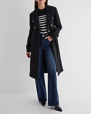 Faux Wool Novelty Button Fitted Coat