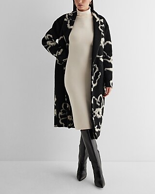 Wool-Blend One Button Floral Coat