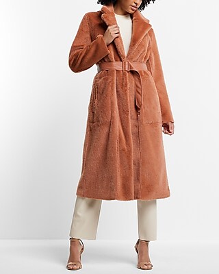 Belted Faux Fur Trench Coat