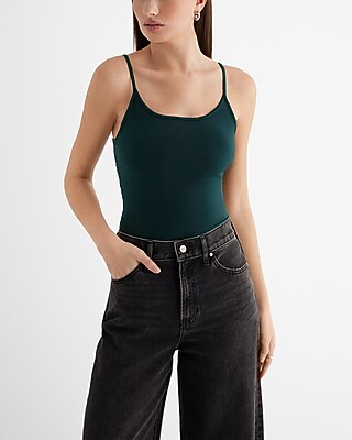 Scoop Neck Cami Bodysuit Green Women's XS