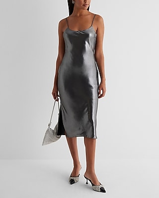 Metallic Scoop Neck Downtown Cami Midi Slip Dress