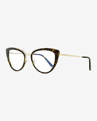 Tom Ford Cat Eye Blue Block Glasses Women's Brown