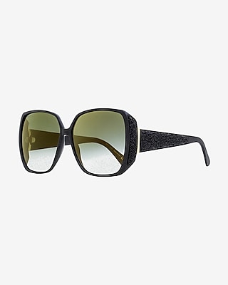 Jimmy Choo Cloe Square Glitter Sunglasses Women's Black