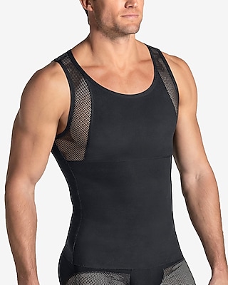 Leo Stretch Cotton Firm Compression Shaper Tank Black Men's S