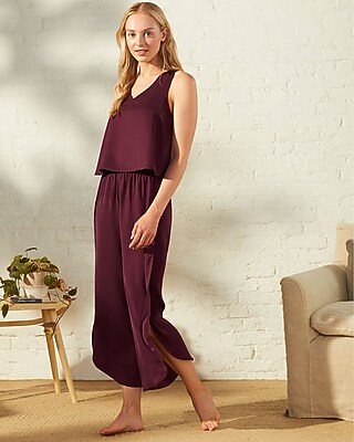 Upwest Tulip Hem Washable Satin Sleep Pant Red Women's L